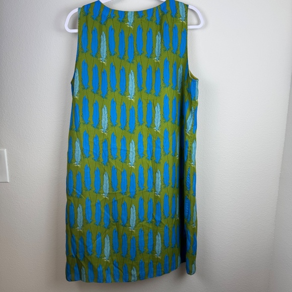 FOSSIL Green Blue Sleeveless Lightweight Feather Shift Lined Dress / Size Large - Picture 8 of 10
